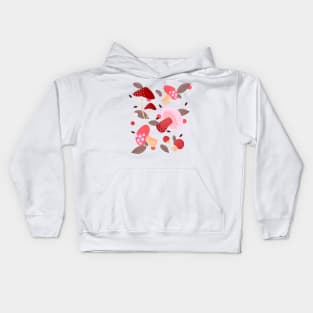 Pink and red mushrooms Kids Hoodie